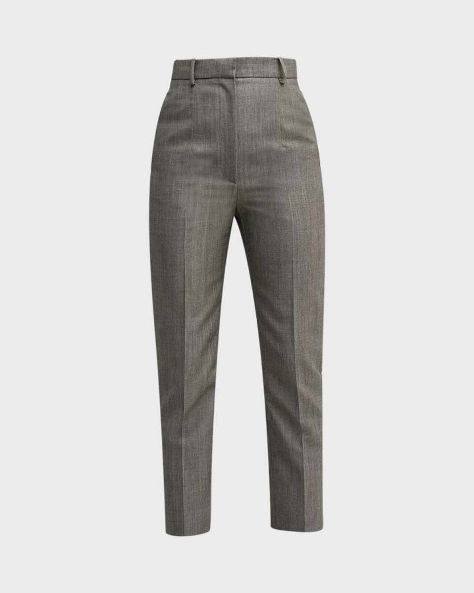 Wool and Mohair Cropped Cigarette Trousers